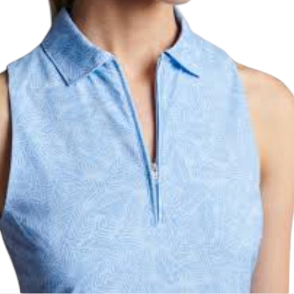 Peter Millar Crown Sport Carner Golf  Dress Cottage Blue Palm Frond Size Small - Picture 15 of 15